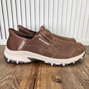 Skechers Slip-Ins Hillcrest Cedar Root Mens Sz 7.5 Brown Hands Free Trail Shoes